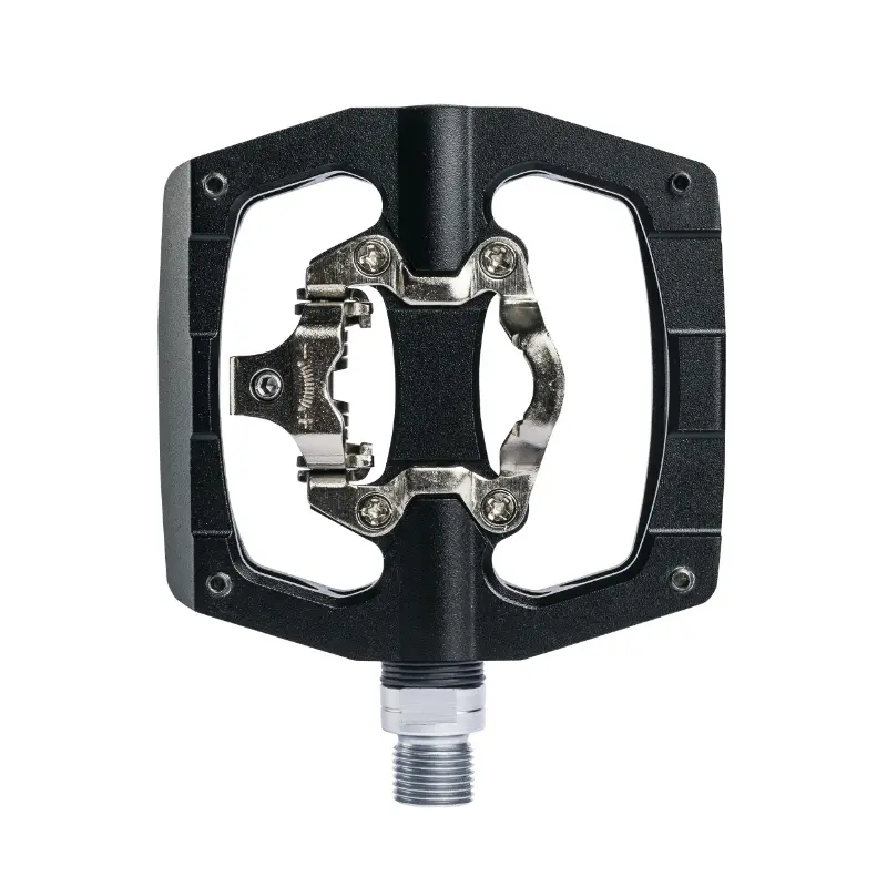 MTB Flat Pedals Switch automatic or standard CNC aluminum black 90 x 90 mm Shimano SPD compatible (pair)
