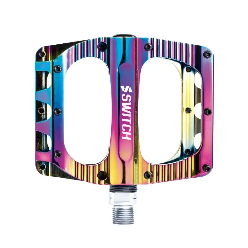 MTB-Plattformpedale Downhill Switch Freeride Alu CNC Gewinde 9-16 mit Pins 100x90 mm (Paar)