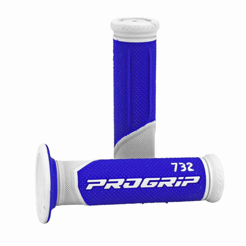 プログリップ 732 デュアルデンシティ ホワイト-ブルー クローズドエンド 125mm グリップカバー (ペア)