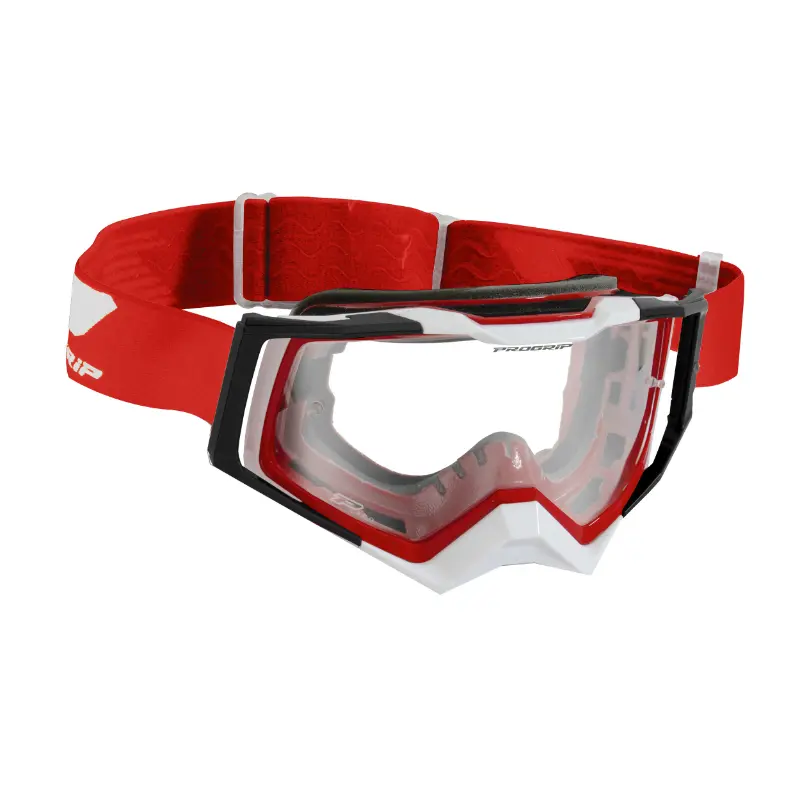 Brillenmaske Cross Progrip 3309 TR Rapid rot-weiß-schwarz Visier transparent kratzfest UV-beständig beschlagfrei