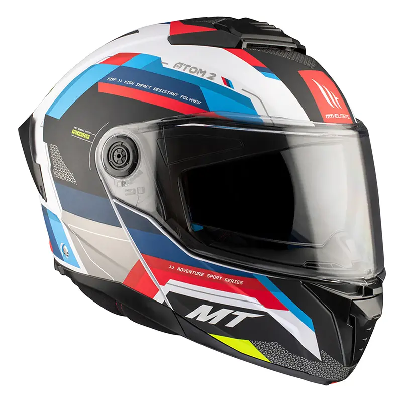 मॉड्यूलर हेलमेट MT Helmets Atom 2 SV Bast A0 डबल शील्ड ब्लू-ब्लैक-रेड मैट XS