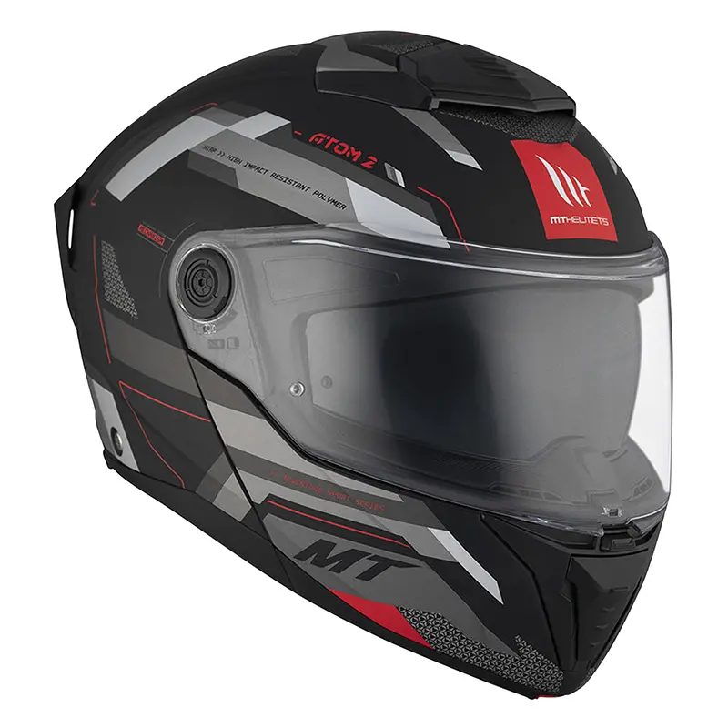 Casco modular MT Helmets Atom 2 SV Bast D5 doble pantalla negro-gris mate XS