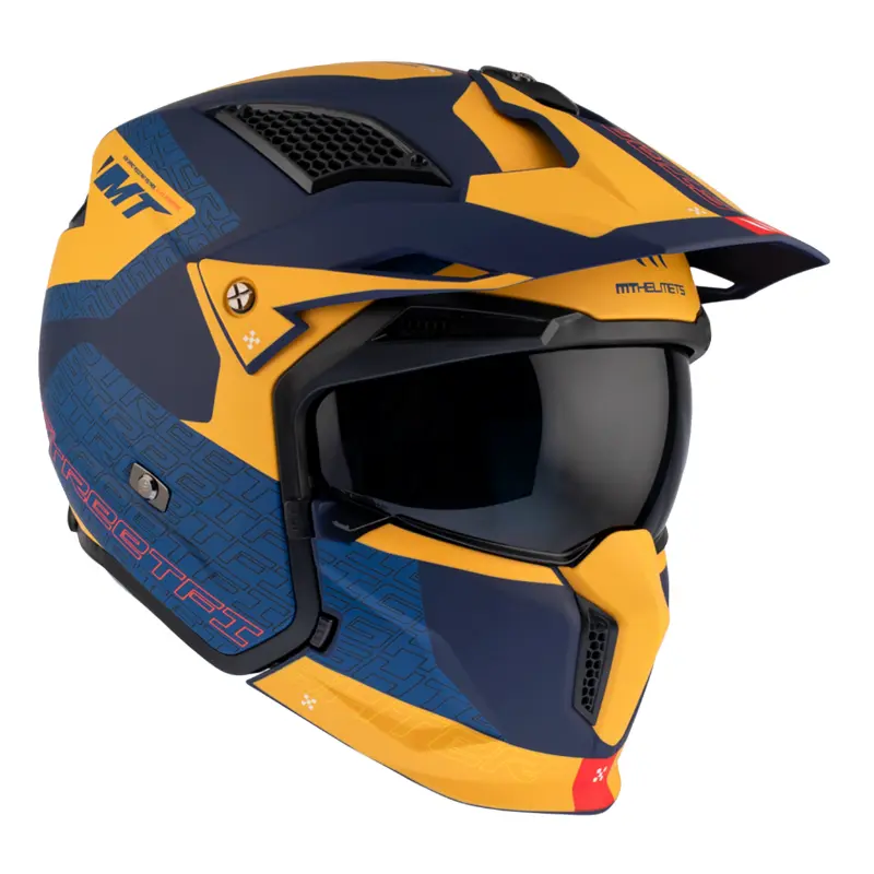 Trial-Helm MT Helmets Streetfighter SV S Totem C3 Blau-Gelb Matt XL — Ansicht 5