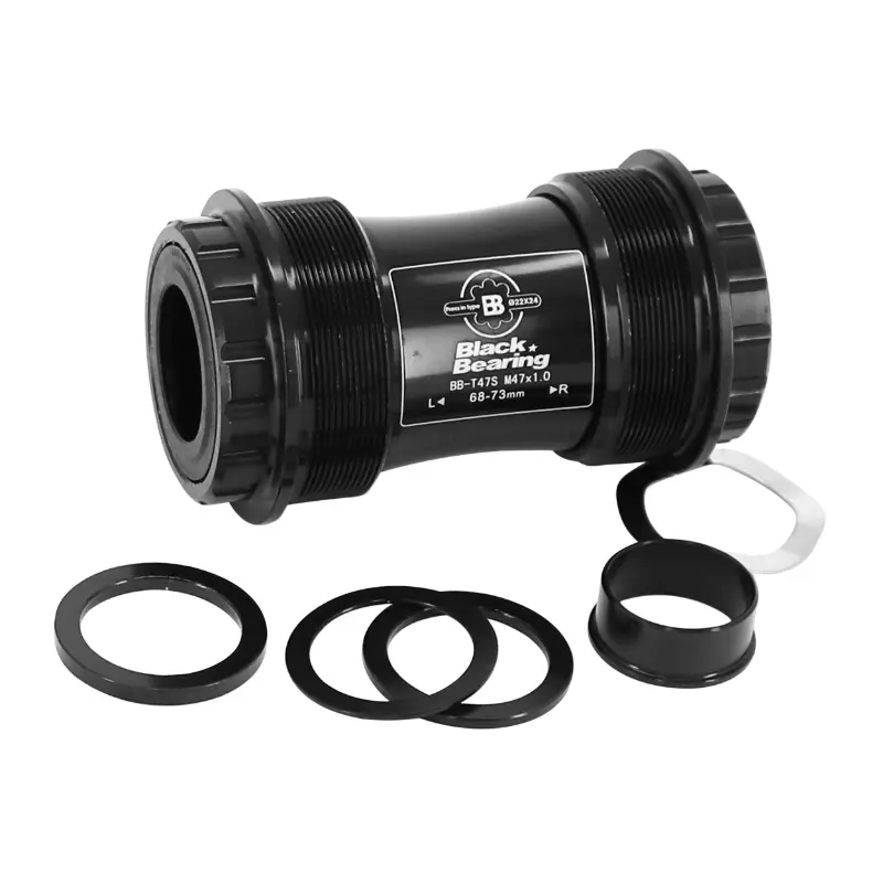 Cuvette intégrée boîtier fileté route-VTT Black Bearing roulement supérieur B5 diam 47 mm (boîte 68-73 mm) anglais BSC 1,37x24 axe 24 mm et 24-22 mm adaptateur GXP