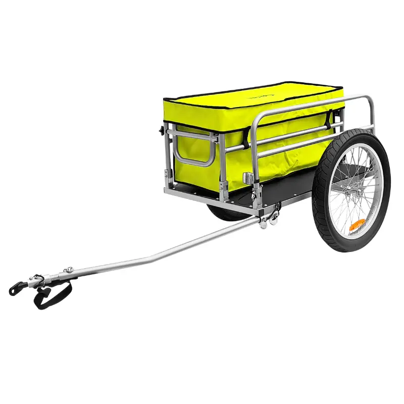 Remorque vélo utilitaire aluminium Beach pliable L84x75xH69 avec roues 20''x3.00 fixation axe de roue arrière