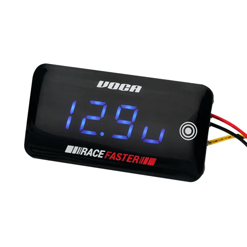 Digitální teploměr a voltmetr VOCA Racing Faster Slim Touch 0-120°C s modrým LED osvětlením