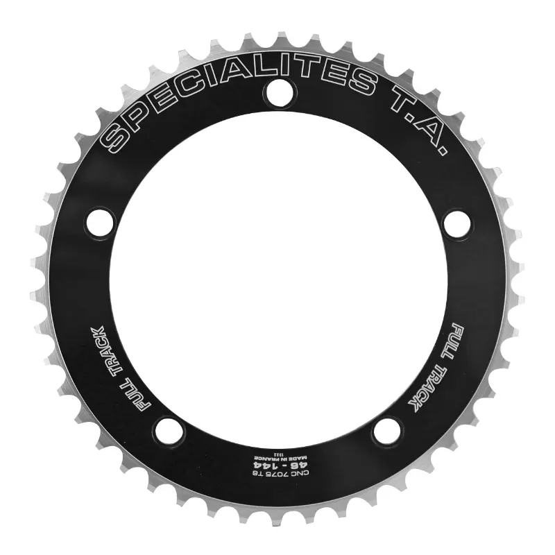 Plateau piste 5BRA d.144 ta full track 46DTS noir alu 7075 pour chaine 3.17MM (1"1-8)