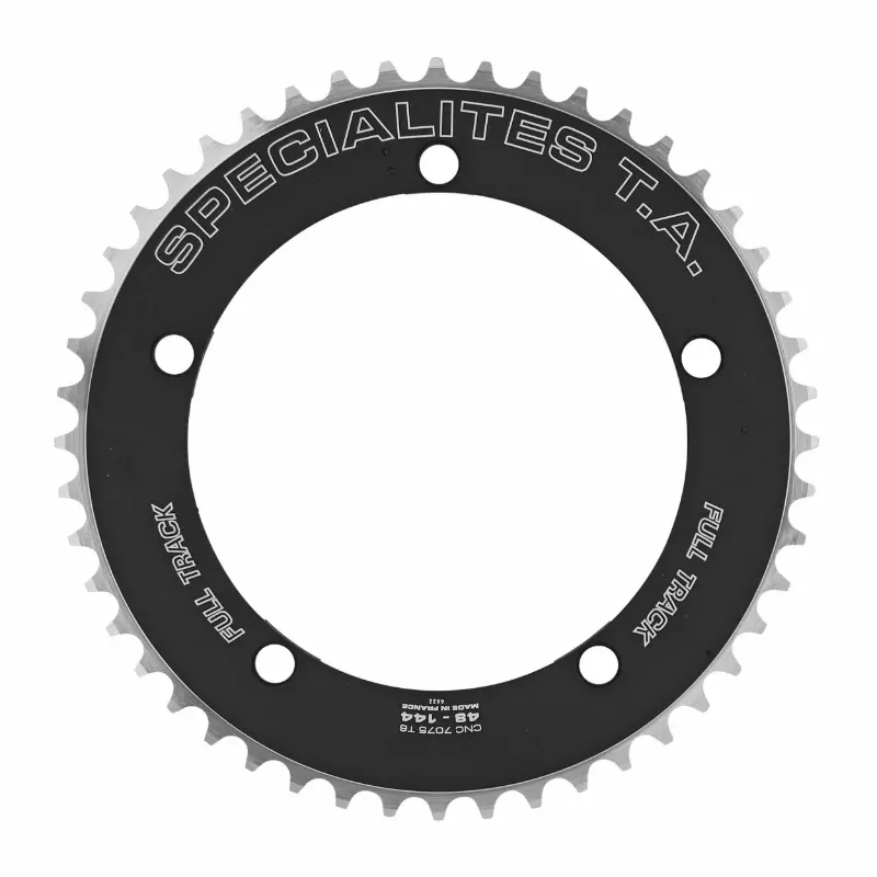 Plateau piste 5BRA d.144 ta full track 48DTS noir alu 7075 pour chaine 3.17MM (1"1-8)