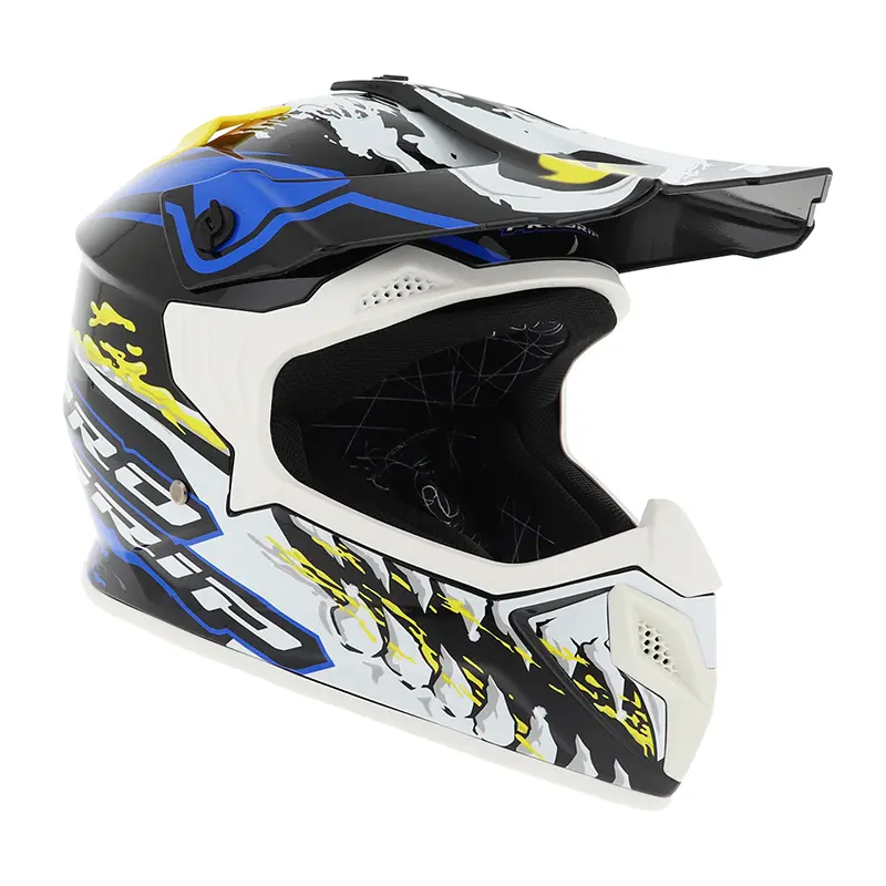 Casco cross niño Progrip 3009 azul-amarillo fluo