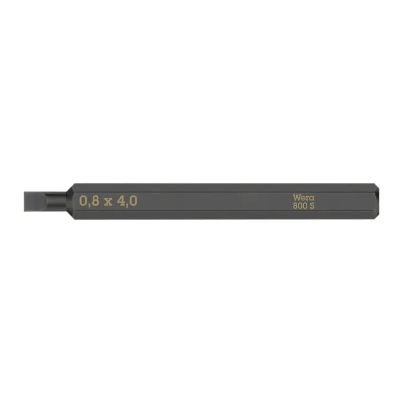 Embouts-lames interchangeables de tournevis à frapper Wera 800 S 1-4 à fente plat 0,8 x 4,0 mm L 70 mm