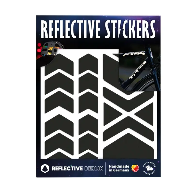 Autocollant réfléchissant pour vélo et casque modèle flèche-chevron noir Reflective Berlin