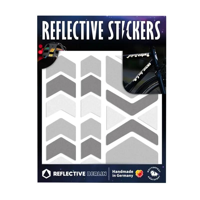 Autocollant réfléchissant pour vélo et casque motif flèche-chevron gris Reflective Berlin