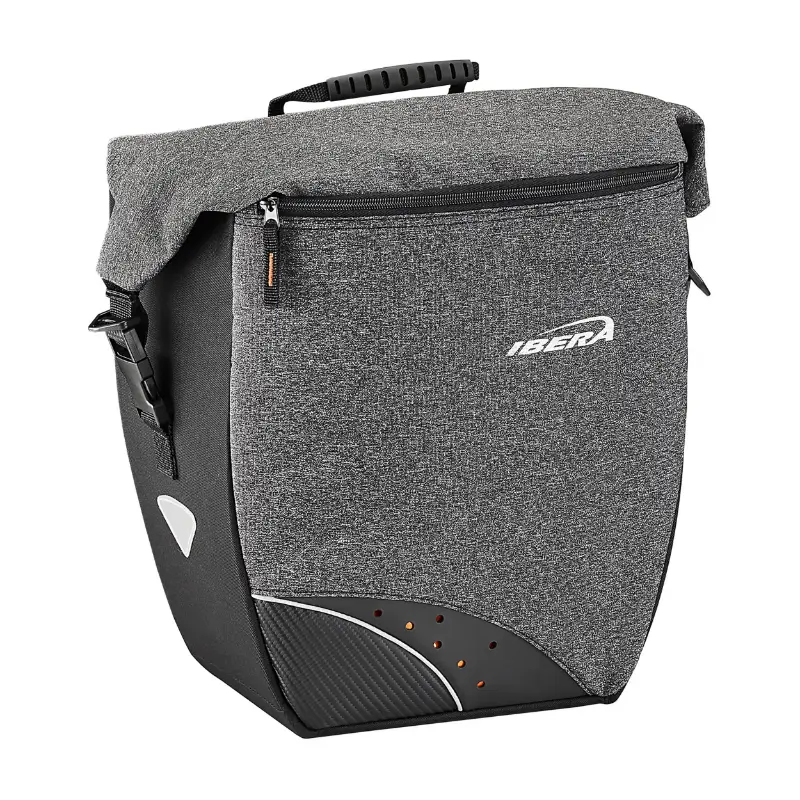 Sacoche arrière vélo latérale Ibera Pro grise 30L système Pakrak (32x16x34cm)
