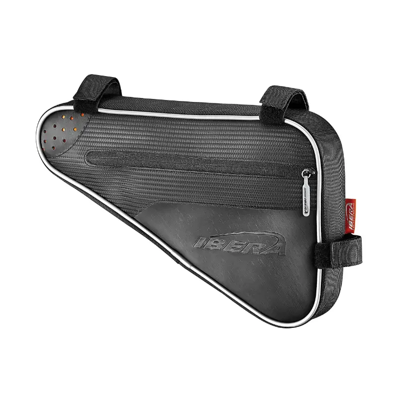 Alforja de cuadro de bicicleta triángulo Ibera resistente al agua negro (31X21X6CM)