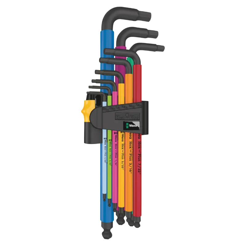 Wera 950 Hex Plus Blacklaser 임페리얼 리테이닝 기능 9개 세트 L자 앨런 헥스 키