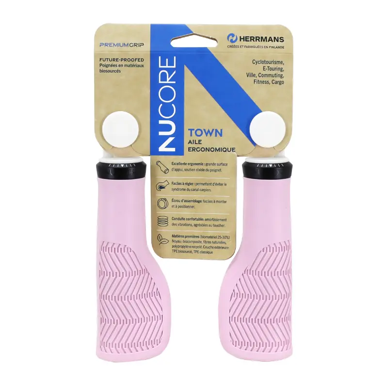 Ergonomične ročice Herrmans Nucore Town z lock-on svetlo roza 130 mm (par) — pogled 3