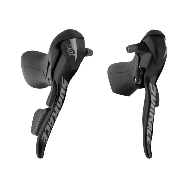Leviers-manettes route patins Sunrace 9V double alu noir compatibles Shimano (paire)