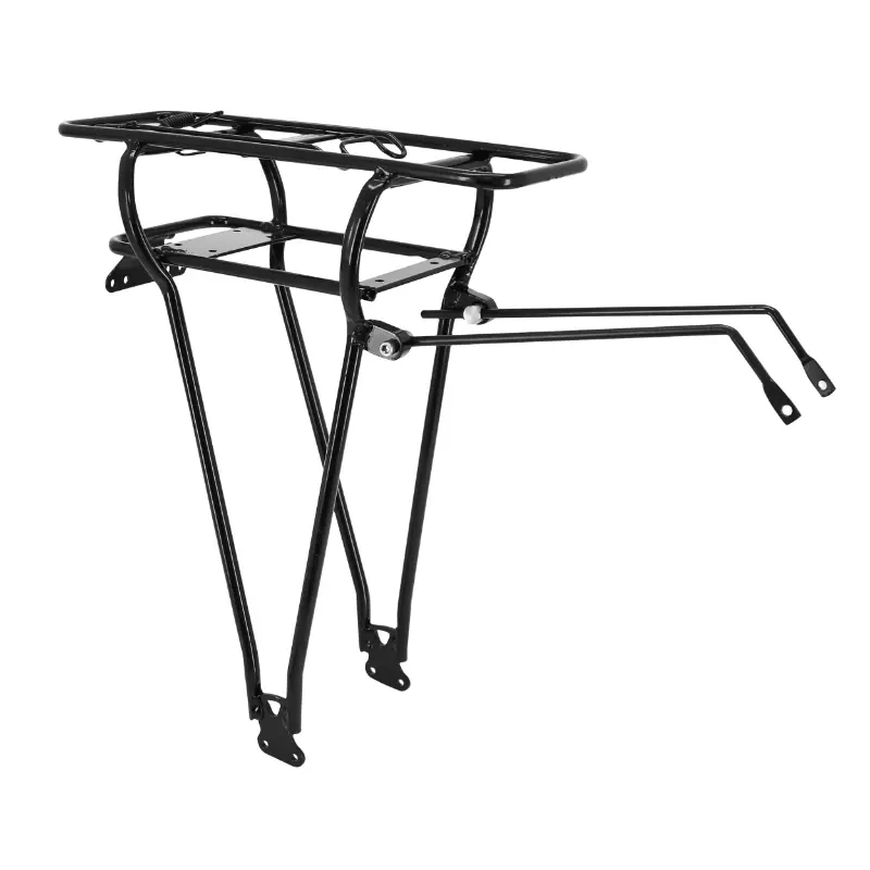 Porte-bagage vélo arrière à tringles double avec support batterie Ansmann aluminium noir 28" poids max 25 kg