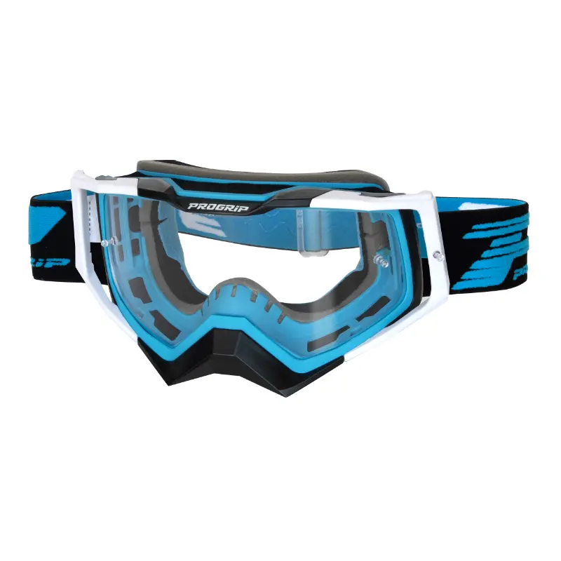 Cross-Brillenmaske Progrip 3309 TR Rapid hellblau-schwarz-weiß kratzfeste Anti-UV Anti-Beschlag-Scheibe transparent