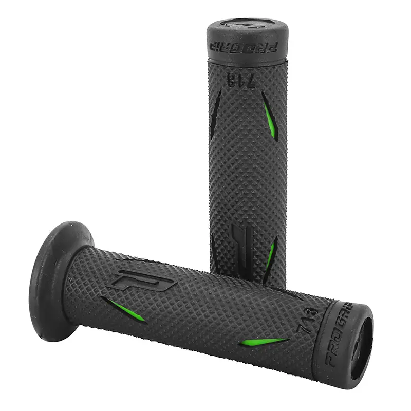 Revêtement de poignée Progrip 718 Double densité noir-vert Closed End 122 mm (paire)