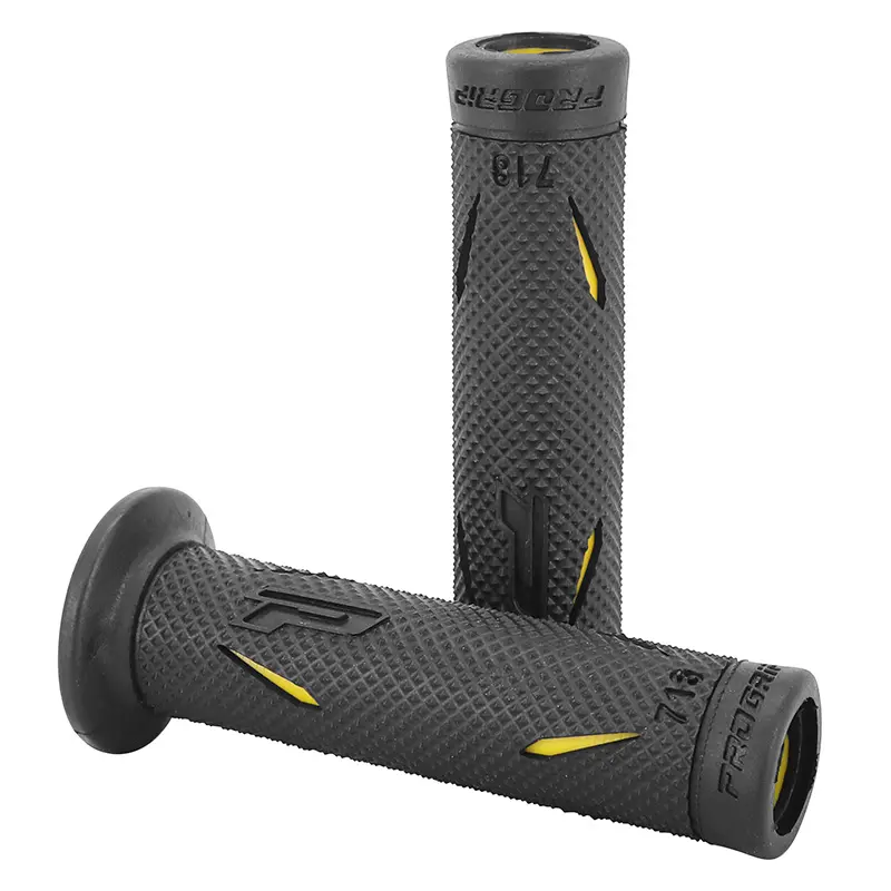 Revêtement de poignée Progrip 718 double densité noir-jaune open end 122 mm (paire)