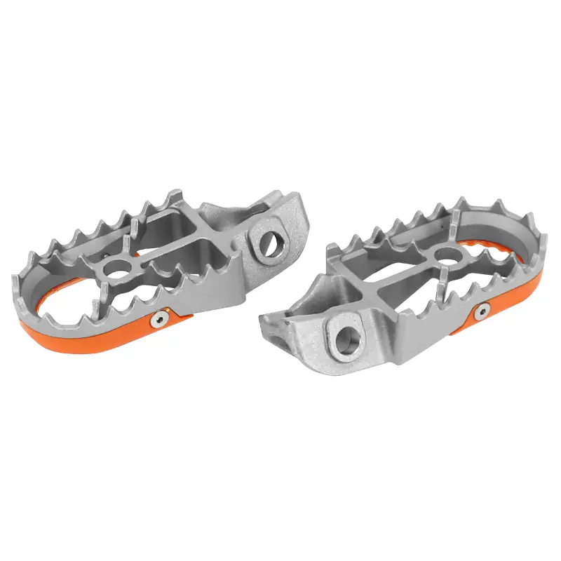 Repose-pied cale-pied avant moto off-road adaptable KTM 125 SX 2016+2022, 250 SX-F 2016+2022, 250 XC-F 2016+2022, 350 EXC-F 2017+2022, 450 EXC-F 2017+2022 acier argent-orange Buzzetti