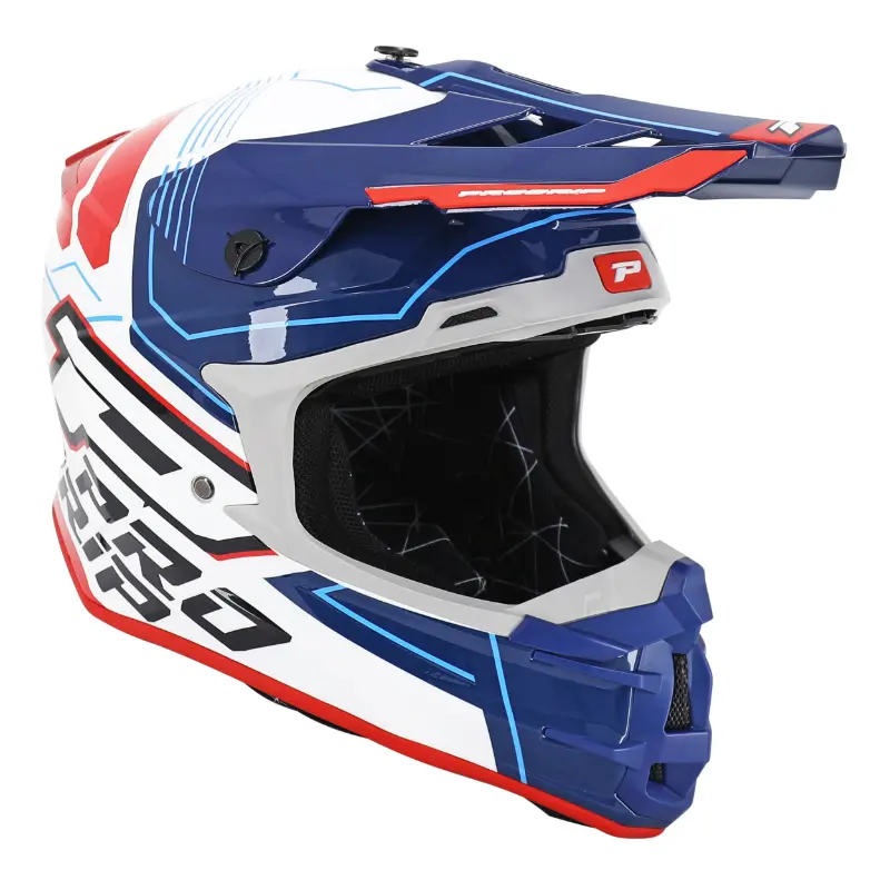 Casque cross adulte Progrip 3080 Adventure blanc-bleu-rouge M