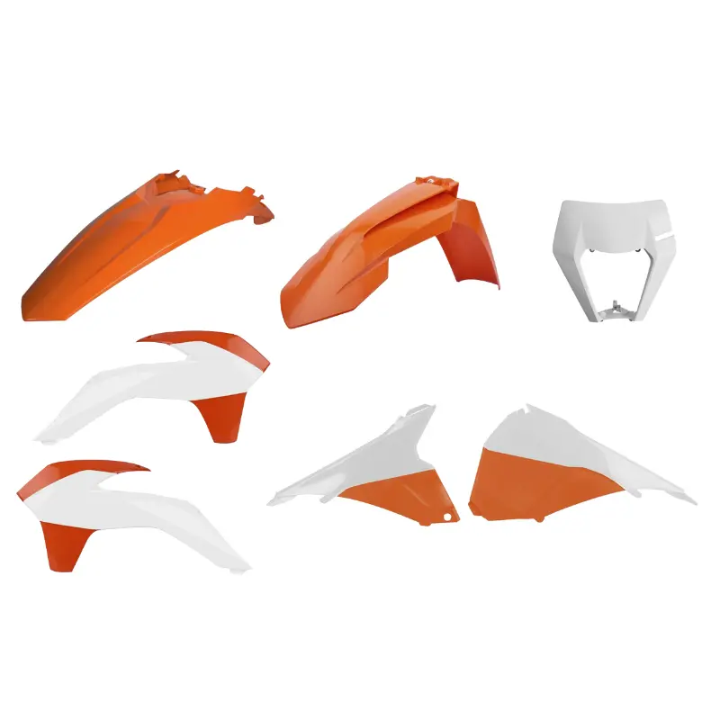 Carrosserie-carenage moto enduro restyling Polisport KTM 125, 250, 300 EXC, 250, 350, 450, 500 EXC-F, 250, 300 XC-W, 250 XCF-W 2014-2016 orange KTM-blanc (kit 7 pièces)