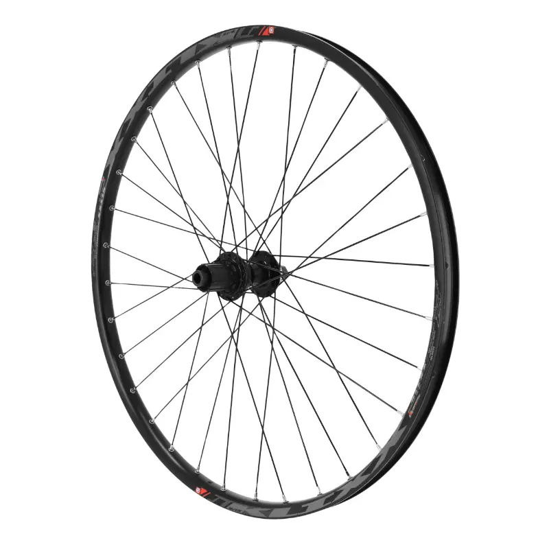 Roue VTT disque 27.5" klixx boost tubeless ready arriere centerlock noir moyeu shimano TC500 cassette 9-10-11V axe traversant 12-148 jante 23C 32 rayons
