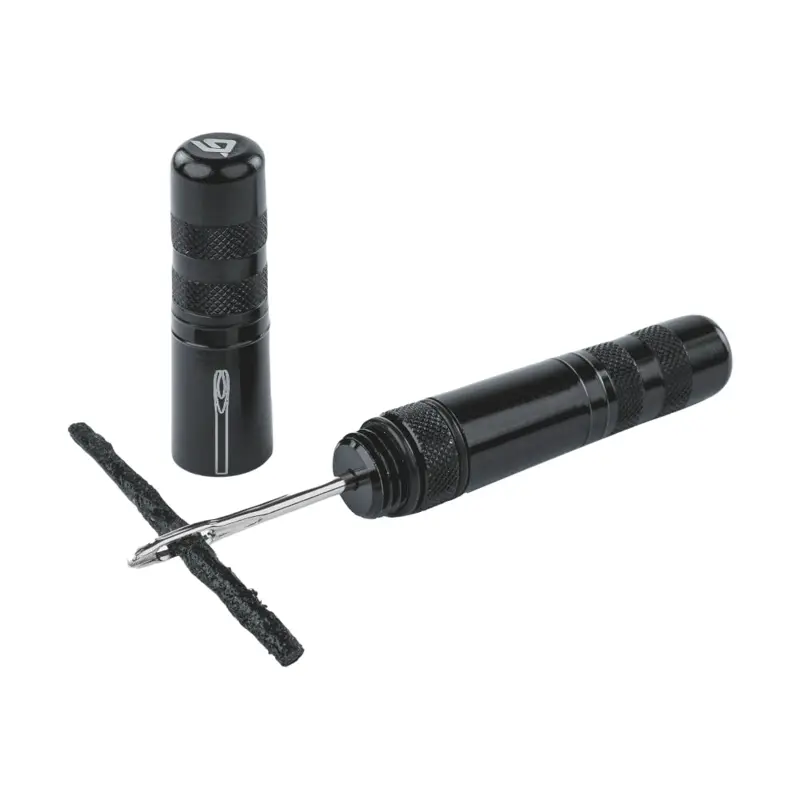Kit réparation pneu tubeless route-VTT Hutchinson par l'extérieur avec mèches - capsule alu (5 mèches Ø 1,5 mm + 5 mèches Ø 3 mm + outil)