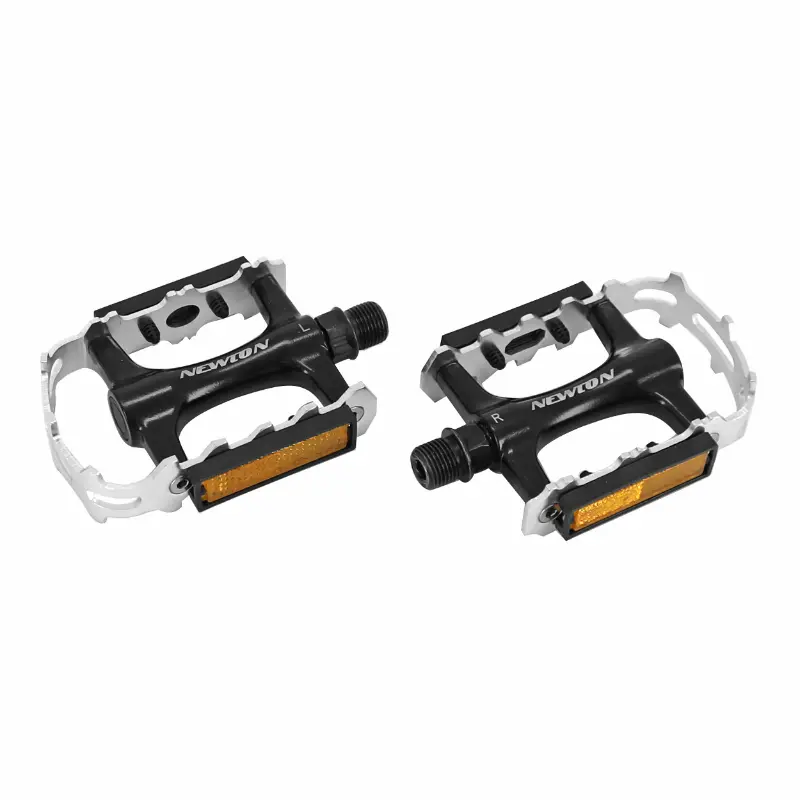 Pédales VTT Alu Newton noir cage alu argent 9-16" roulement (paire)