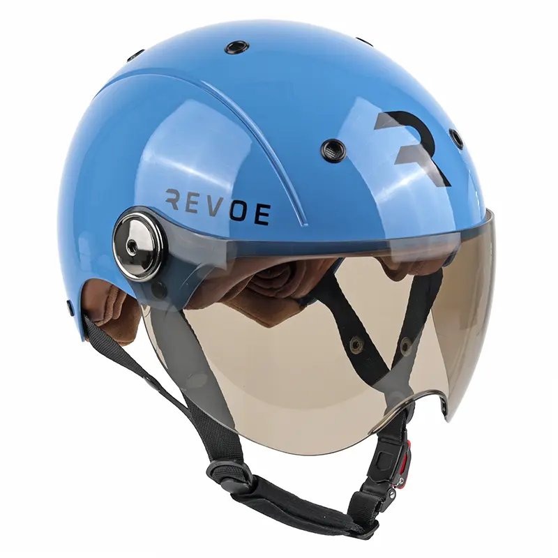Fahrradhelm Erwachsene REVOE Premium urban-city petrolblau Größe 59-60 verstellbarer Visier abnehmbarer Ohrenschutz EN1078+A1