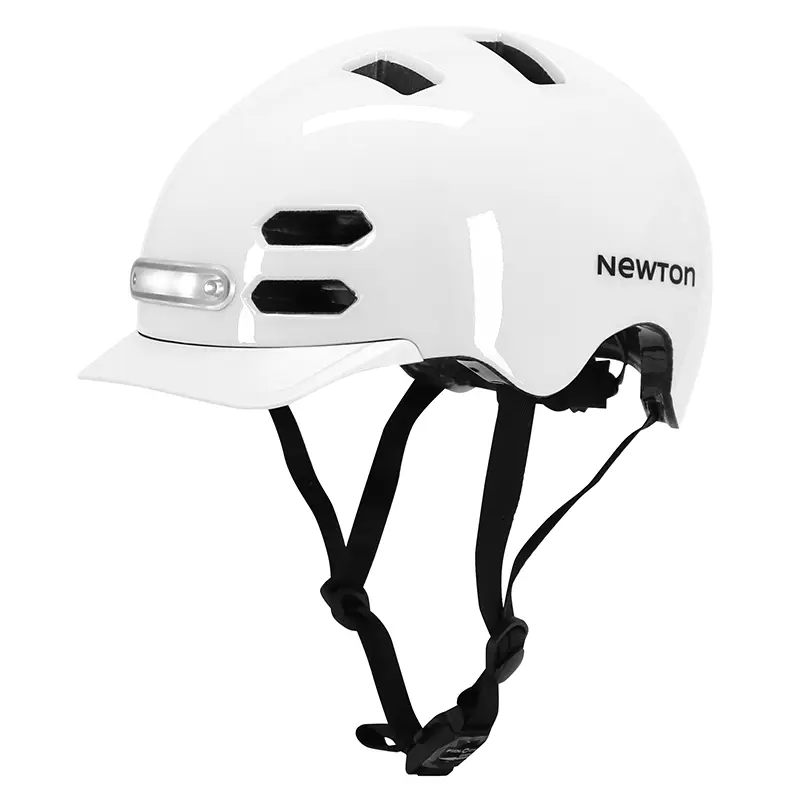 Fahrradhelm für Erwachsene NEWTON Newton urbain-city V4 weiß glänzend In-Mold mit Visier 55-58 und integrierter Beleuchtung — Ansicht 3