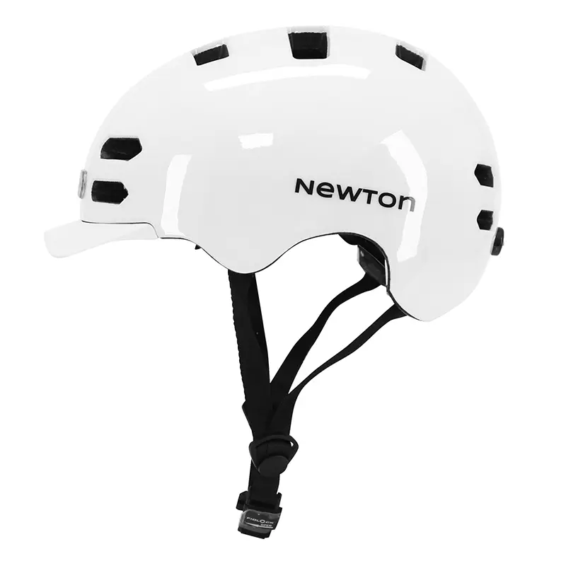 Fahrradhelm für Erwachsene NEWTON Newton urbain-city V4 weiß glänzend In-Mold mit Visier 55-58 und integrierter Beleuchtung — Ansicht 4