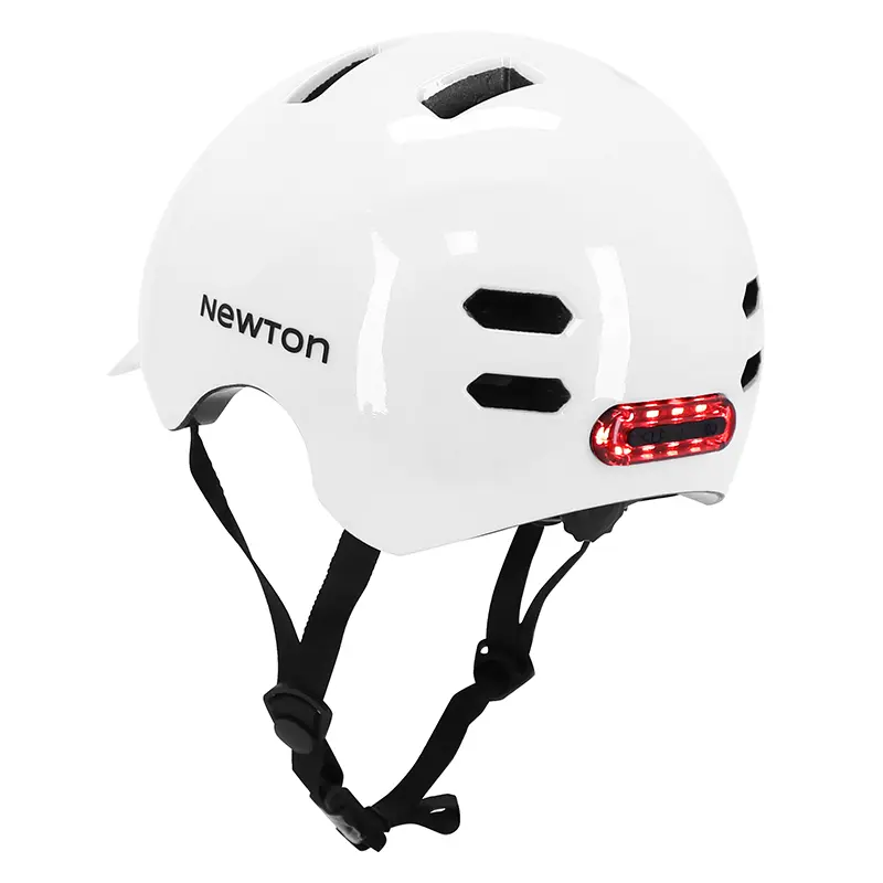 Fahrradhelm für Erwachsene NEWTON Newton urbain-city V4 weiß glänzend In-Mold mit Visier 55-58 und integrierter Beleuchtung — Ansicht 5