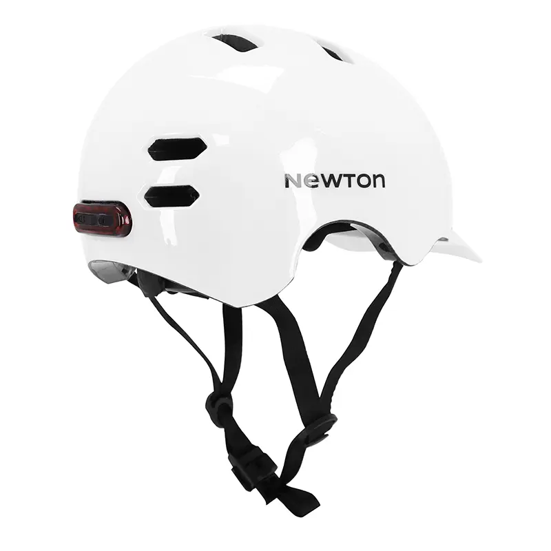 Fahrradhelm für Erwachsene NEWTON Newton urbain-city V4 weiß glänzend In-Mold mit Visier 55-58 und integrierter Beleuchtung — Ansicht 7