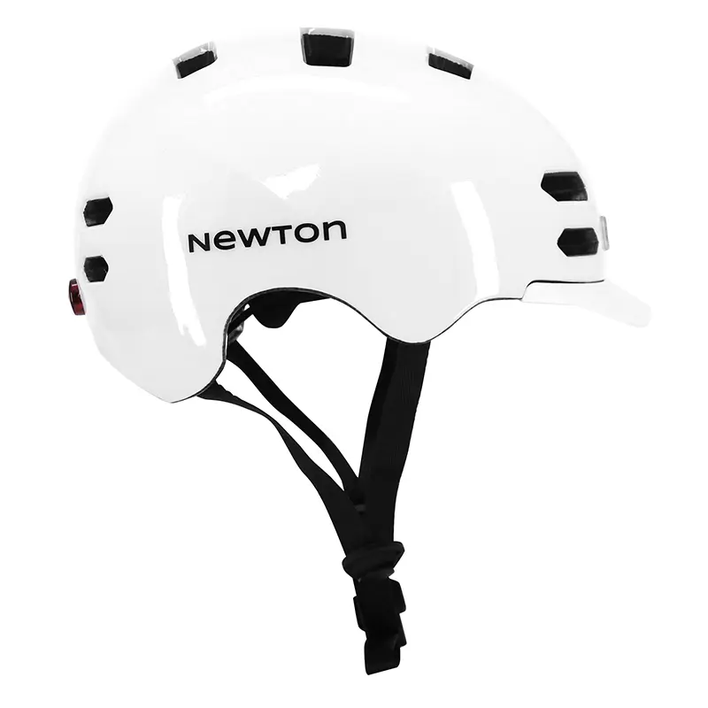 Fahrradhelm für Erwachsene NEWTON Newton urbain-city V4 weiß glänzend In-Mold mit Visier 55-58 und integrierter Beleuchtung — Ansicht 8