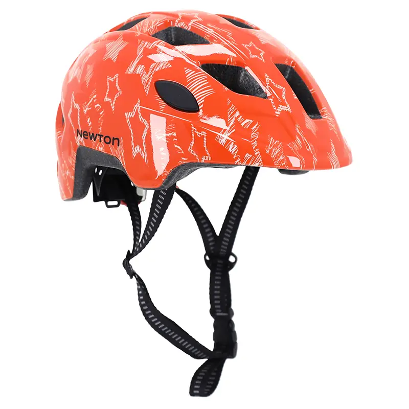 Kinderfahrradhelm Newton Stars orange in mold Größe 48-52