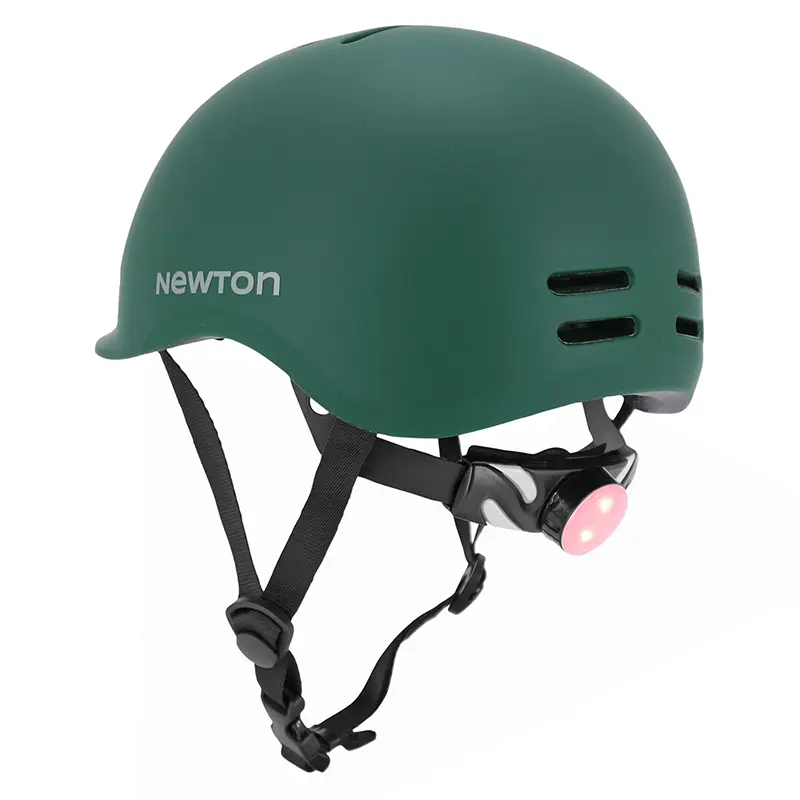 Fahrradhelm für Erwachsene NEWTON urban mattgrün in-mold mit Visier und integrierter Beleuchtung 55-58 cm — Ansicht 5