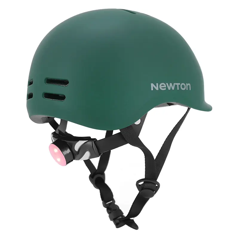 Fahrradhelm für Erwachsene NEWTON urban mattgrün in-mold mit Visier und integrierter Beleuchtung 55-58 cm — Ansicht 7