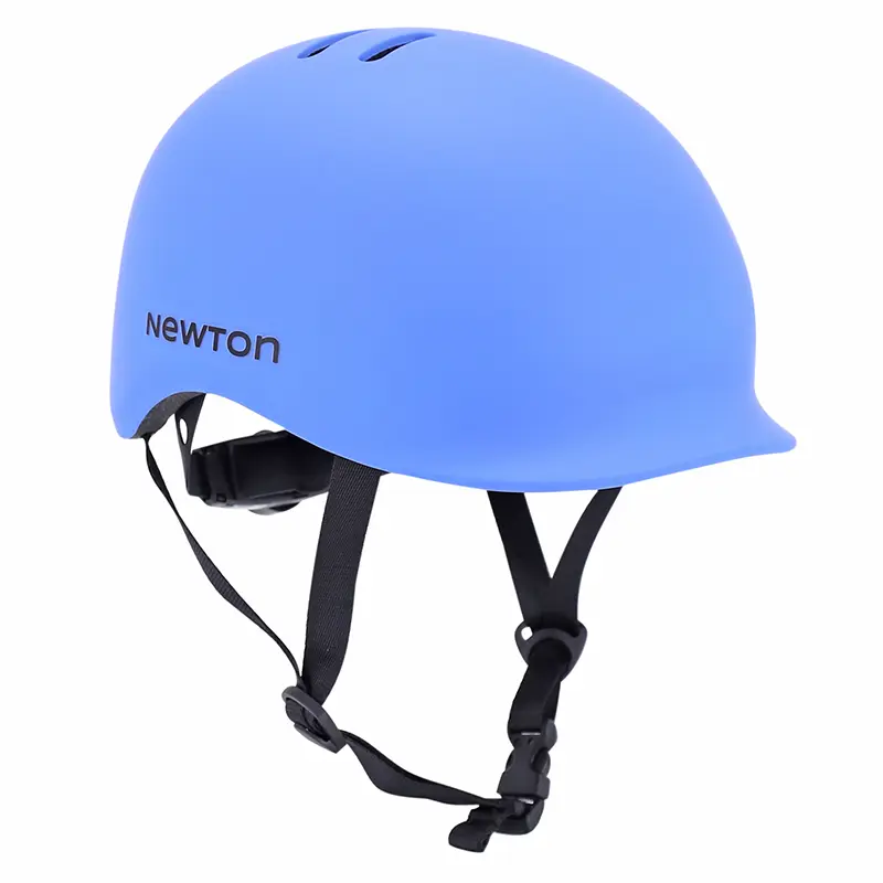 Fahrradhelm für Erwachsene Newton urban mattblau mit Visier und integrierter Beleuchtung 58-61 cm