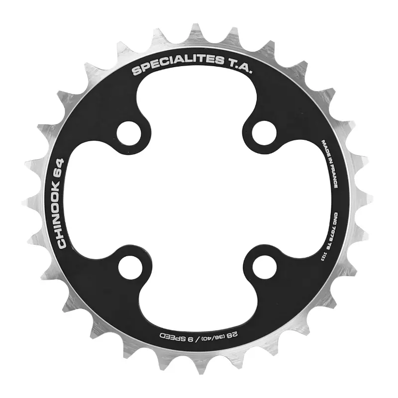 VTT kettingblad 4BRA d.64 ta chinook 28DTS binnenste triple zwart alu voor shimano - sram - fsa 9V.