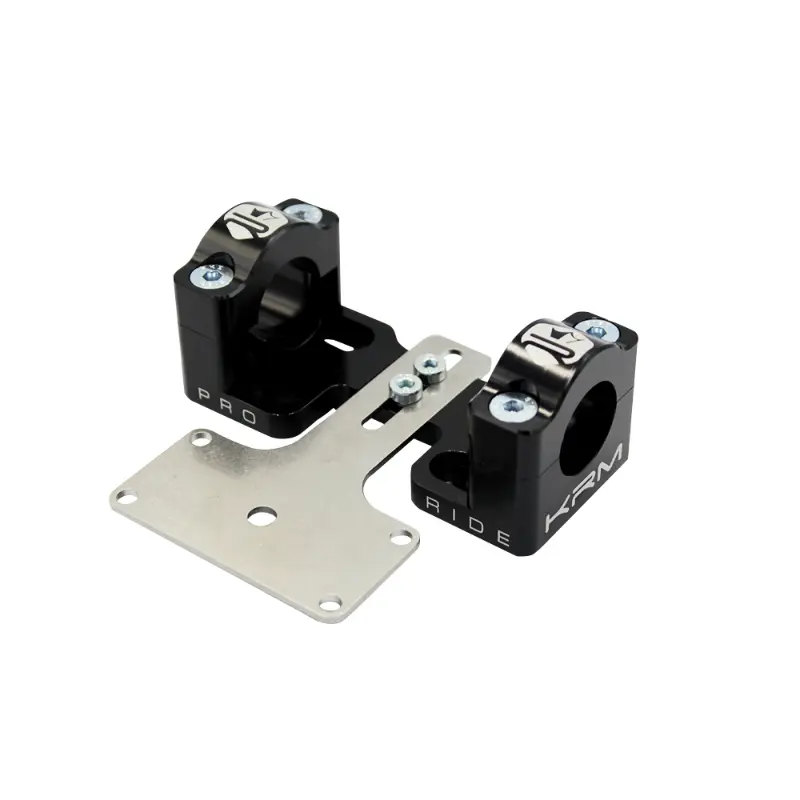 Pontet surpontet rigidificateur 50 mm boîte KRM Pro Ride pour guidon diamètre 28,6 mm alu CNC noir avec support de compteur (paire)