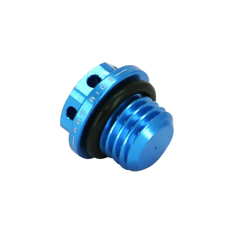Olieplug 50 bak KRM Pro Ride Minarelli 50 AM6 - BETA 50 RR - Rieju 50 MRT - Sherco 50 SM-R SE-R alu CNC blauw — zicht 2