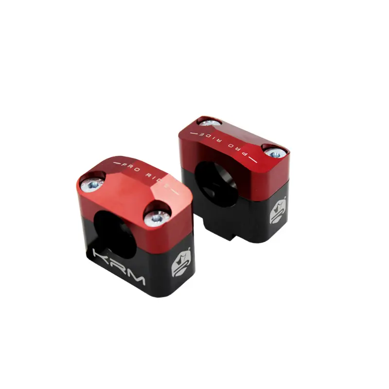 ハンドルブリッジ 50mm KRM Pro Ride ハンドル径28.6mm用 CNC加工アルミ 黒-赤