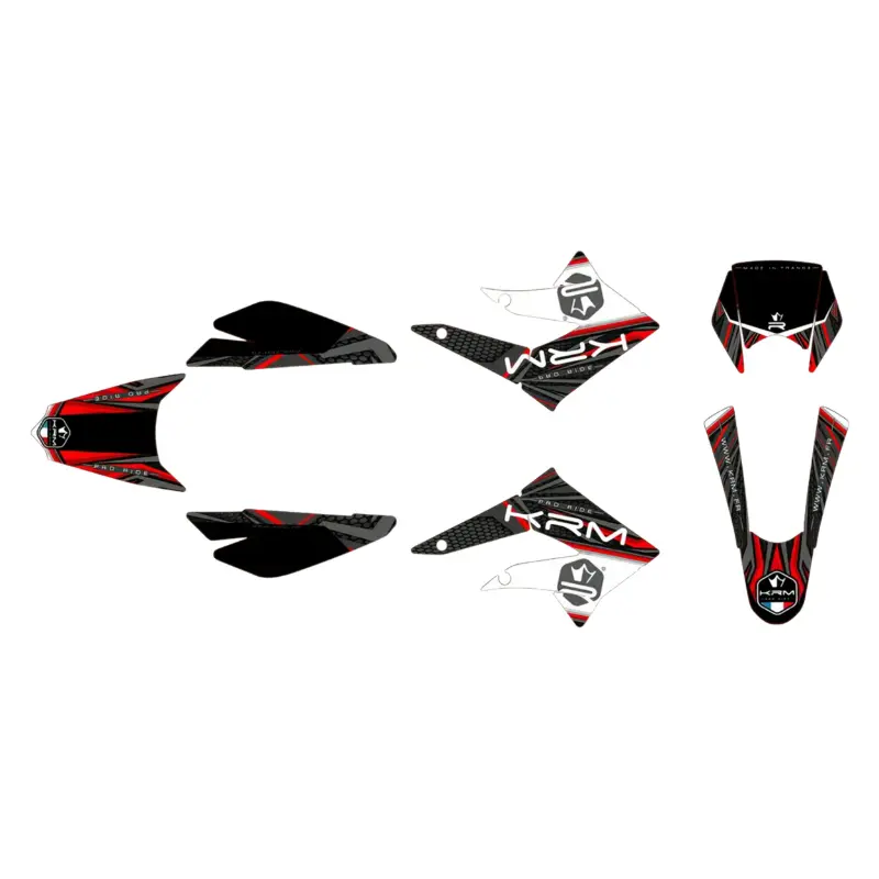 Kit déco autocollant KRM Pro Ride pour Derbi DRD X-Treme 2011+2017, DRD Racing 2005+2010, Gilera 50 SMT 2011+2017 noir-rouge