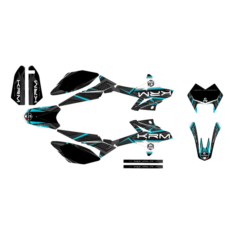 Kit déco autocollant KRM Pro Ride pour Beta 50 RR 2011-2020 noir-bleu turquoise complet