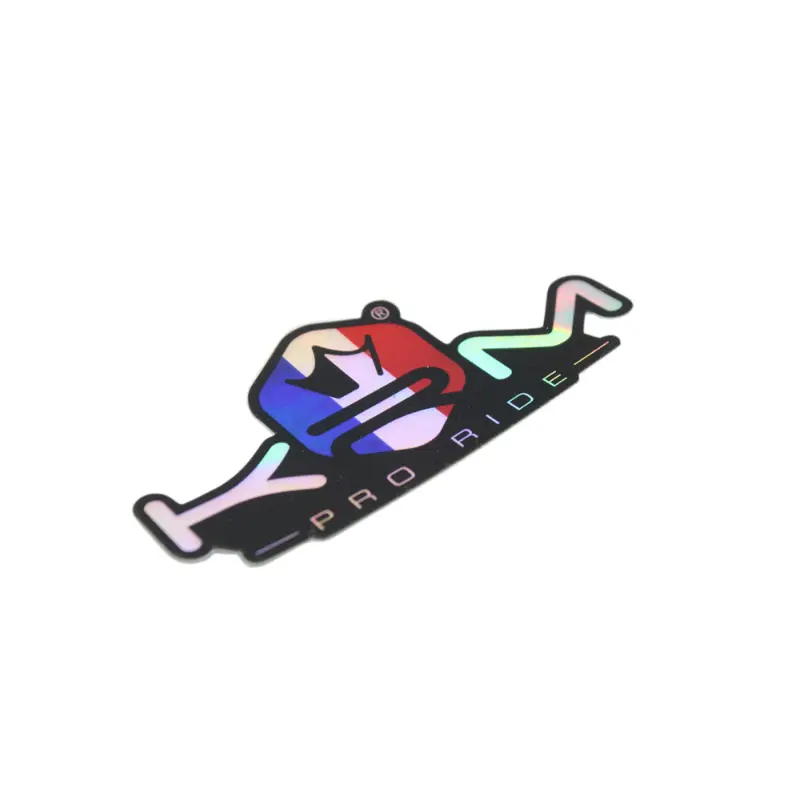 Autocollant KRM Pro Ride 80x40 mm bleu blanc rouge holographique