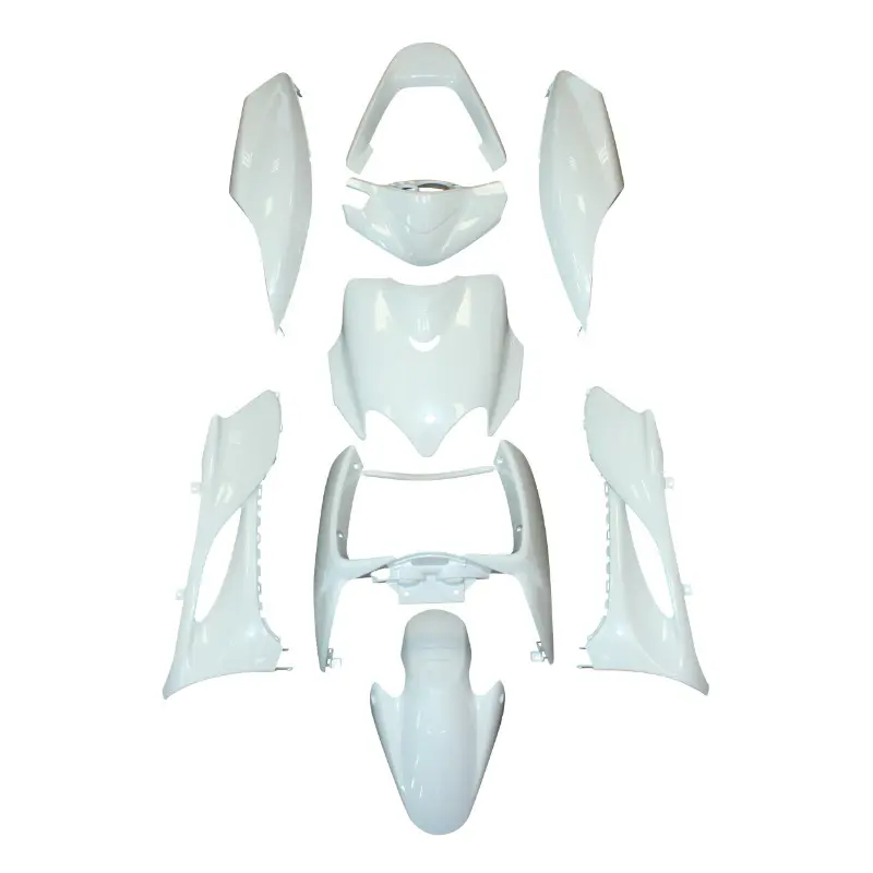 Verstellbare Rollerverkleidung MBK 50 Mach G / Yamaha 50 Jog RR hochglanzweiß Kit 9-teilig P2R