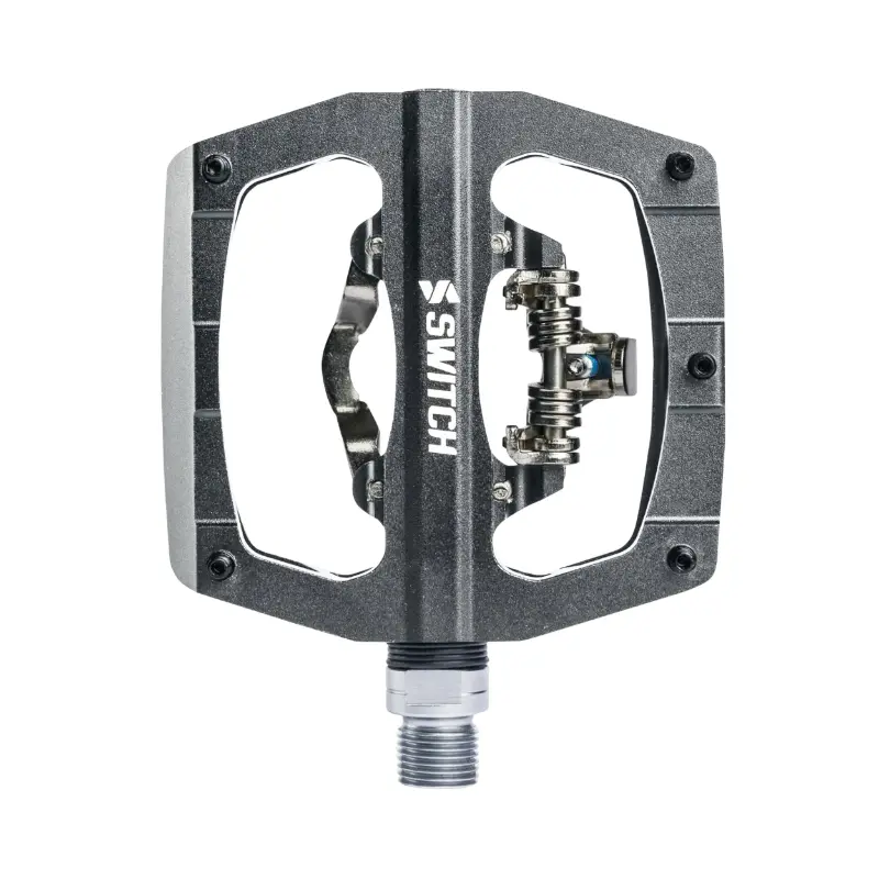 Pédales gravel VTT plates Switch automatique/standard alu CNC gris 90 x 90 mm (paire)